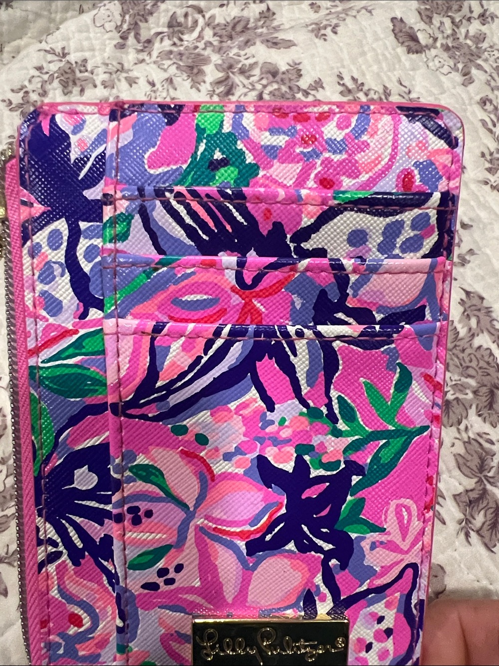 Lilly Pulitzer Floral Pink Zip Card Wristlet/Wallet - Picture 5 of 5